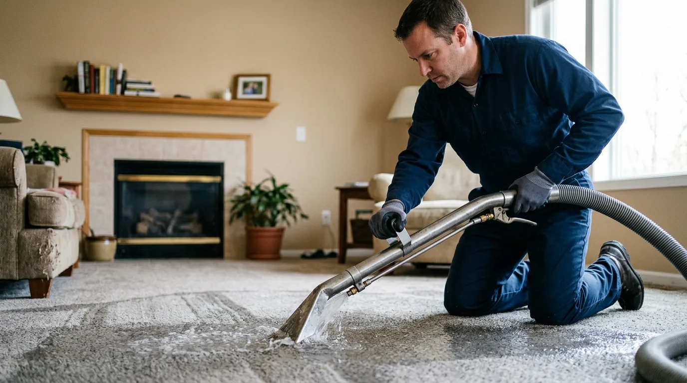 Water damage restoration technician working near Cuero, TX